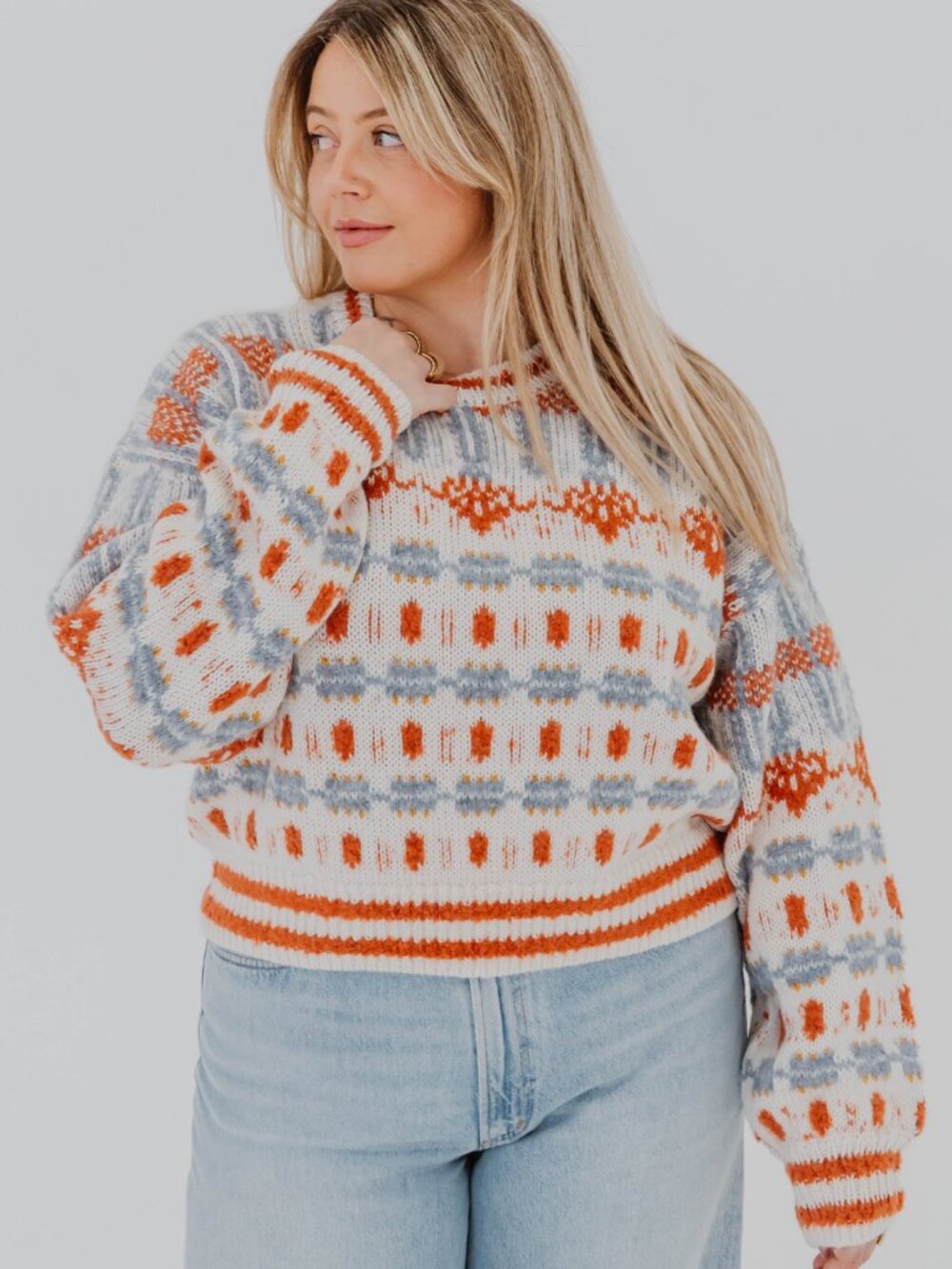 NWT MOTHER THE LONG JACQUARD SWEATER IN CREAM